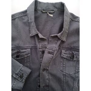 Free People Distressed Denim Trucker Jacket Size Medium Large Grunge Rock 90s
